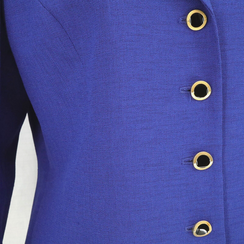 Kasper Jacket Petites 10P Blue Black Trim Lined Long Blazer Career Office - Picture 10 of 15